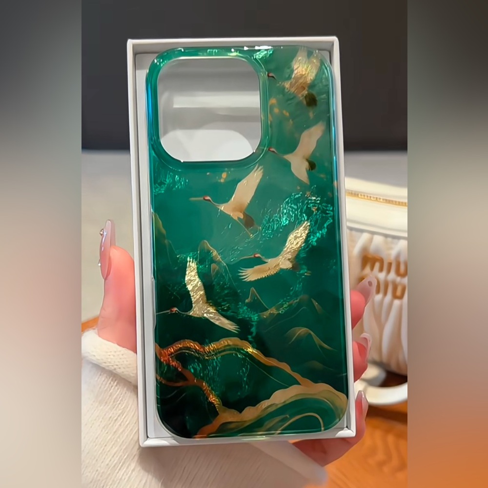 Chic Crane Pattern iPhone 13 Pro Max Case